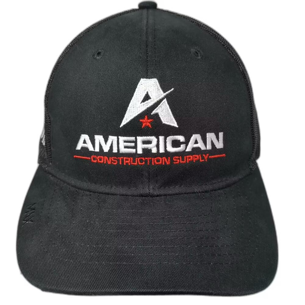 MAX Trucker Hat Black Red Snapback OS Mesh American Construction Supply Demo Day